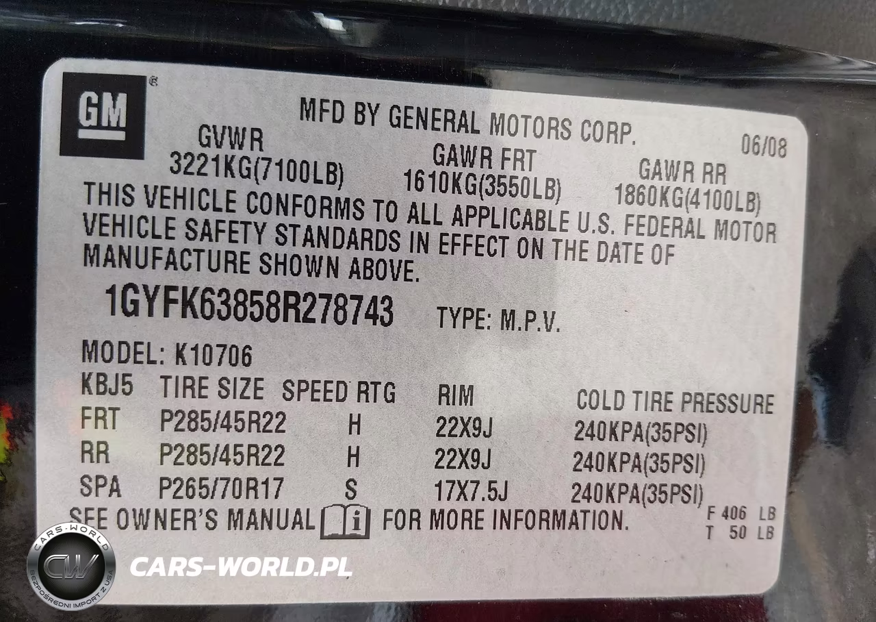 2008 Cadillac Escalade Standard VIN:1GYFK63858R278743 - 9