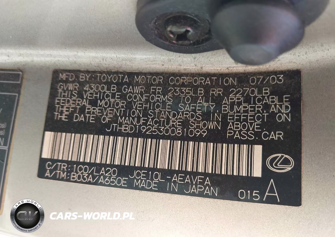 2003 Lexus Is 300 VIN:JTHBD192530081099 - 9