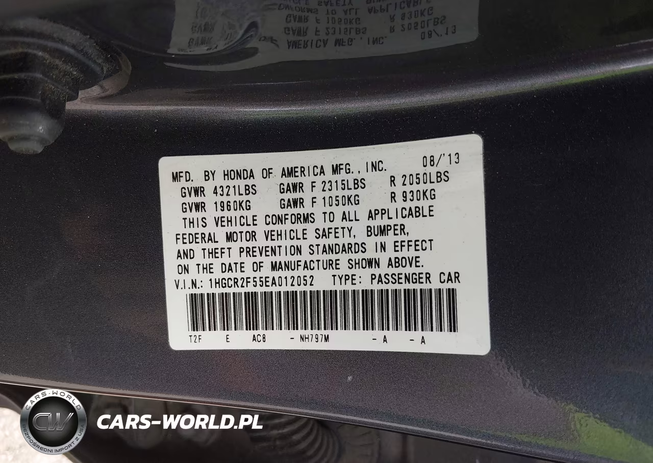 2014 Honda Accord Sport VIN:1HGCR2F55EA012052 - 9