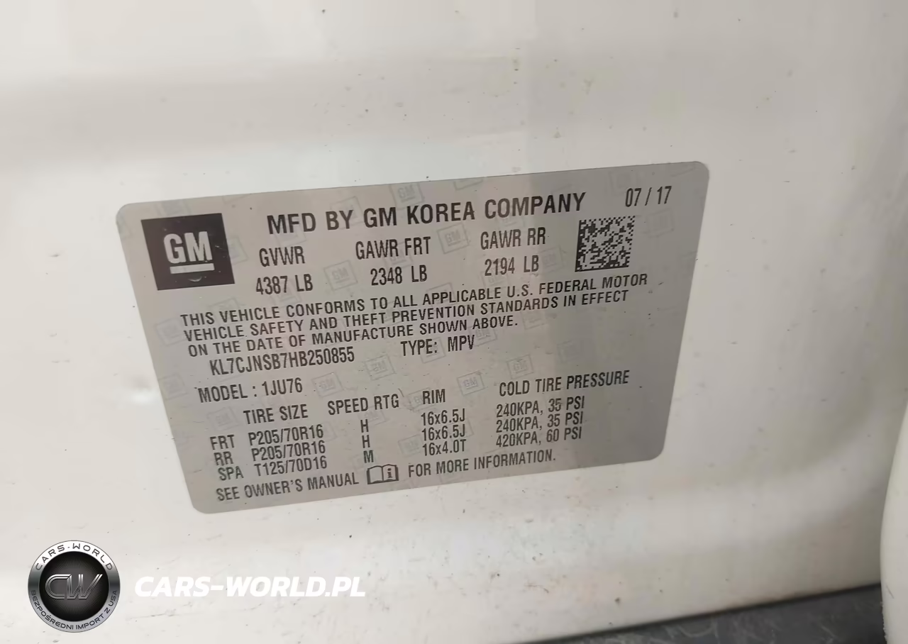 2017 Chevrolet Trax Ls VIN:KL7CJNSB7HB250855 - 9