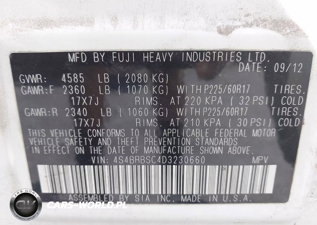 2013 Subaru Outback 2.5I Limited VIN:4S4BRBSC4D3230660 - 9