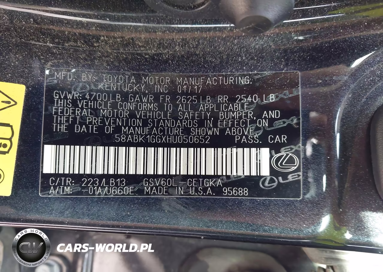 2017 Lexus Es 350 VIN:58ABK1GGXHU050652 - 9
