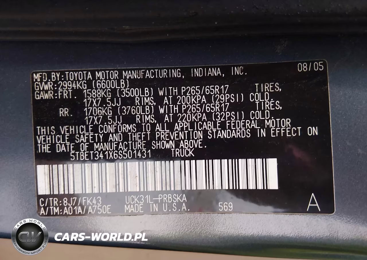 2006 Toyota Tundra Sr5 V8 VIN:5TBET341X6S501431 - 9