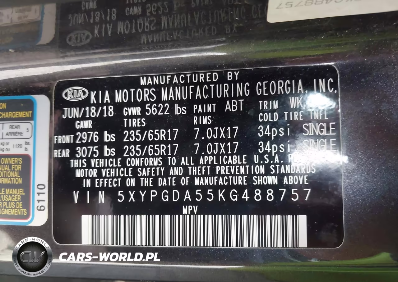 2019 Kia Sorento 3.3L Lx VIN:5XYPGDA55KG488757 - 9