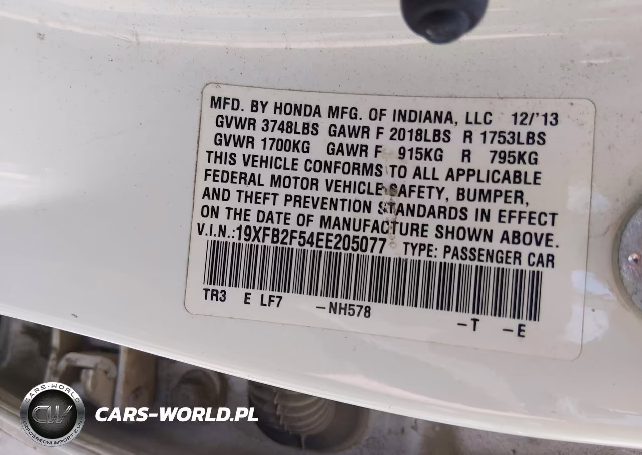 2014 Honda Civic Lx VIN:19XFB2F54EE205077 - 9