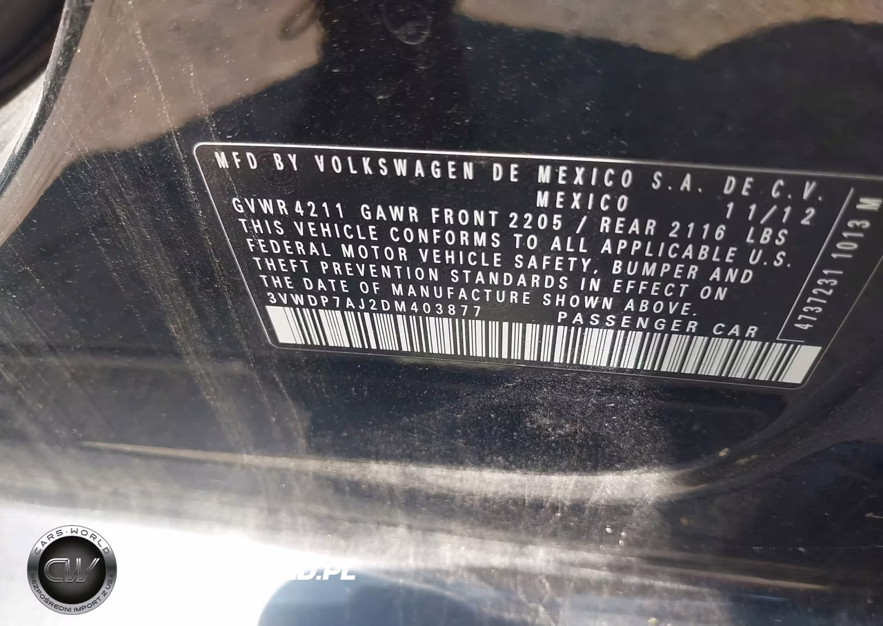 2013 Volkswagen Jetta 2.5L Se VIN:3VWDP7AJ2DM403877 - 9