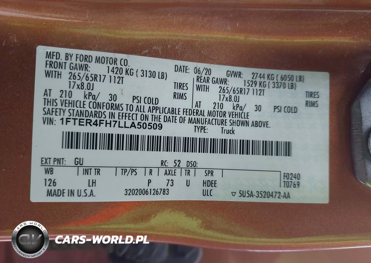 2020 Ford Ranger Xlt VIN:1FTER4FH7LLA50509 - 9