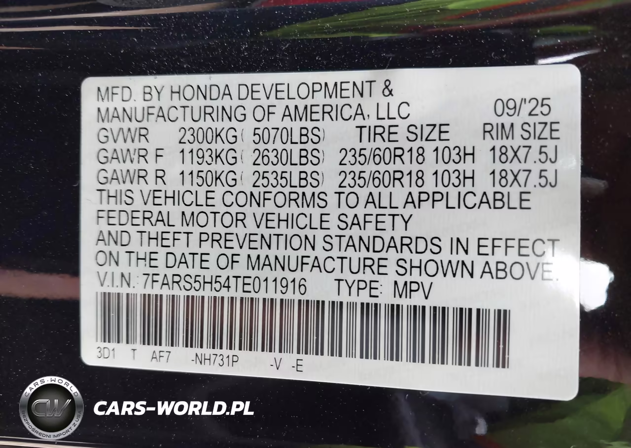 2026 Honda Cr-V Hybrid 2Wd Sport VIN:7FARS5H54TE011916 - 9