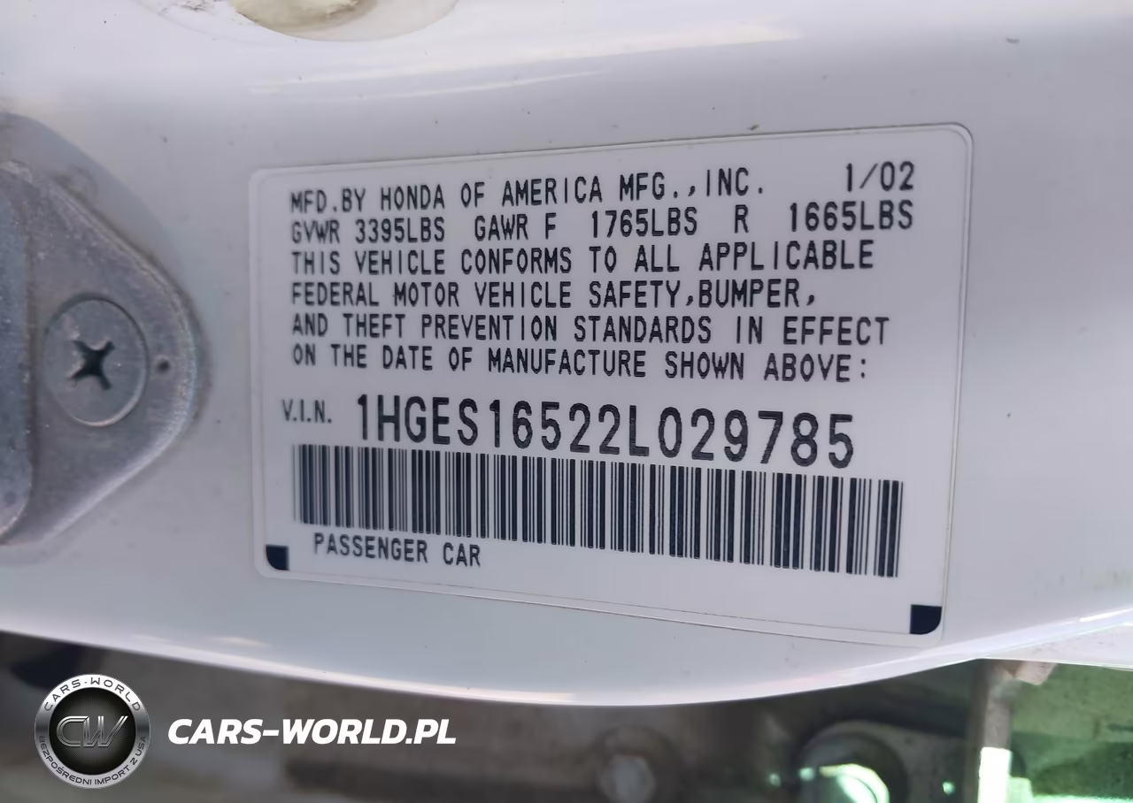 2002 Honda Civic Lx VIN:1HGES16522L029785 - 9