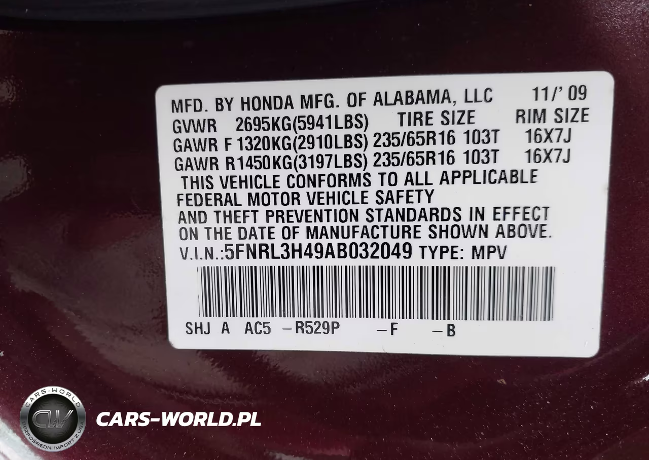 2010 Honda Odyssey Ex VIN:5FNRL3H49AB032049 - 9