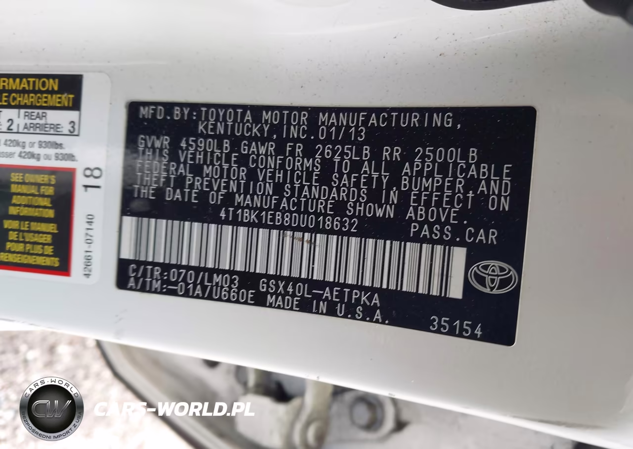 2013 Toyota Avalon Limited VIN:4T1BK1EB8DU018632 - 9