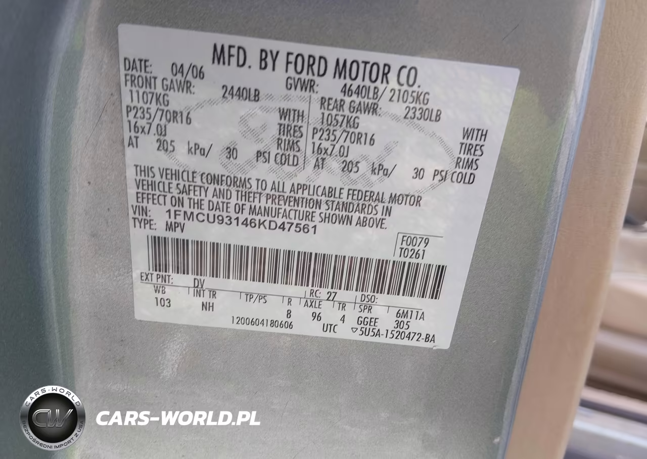 2006 Ford Escape Xlt-Xlt Sport VIN:1FMCU93146KD47561 - 9