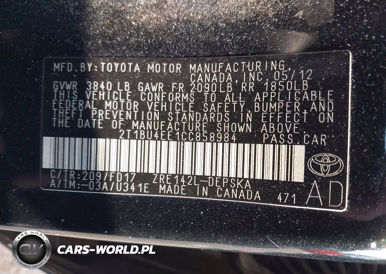 2012 Toyota Corolla S VIN:2T1BU4EE1CC858984 - 9