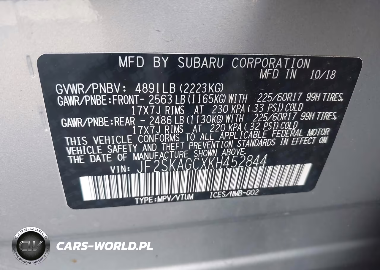 2019 Subaru Forester Premium VIN:JF2SKAGCXKH452844 - 9