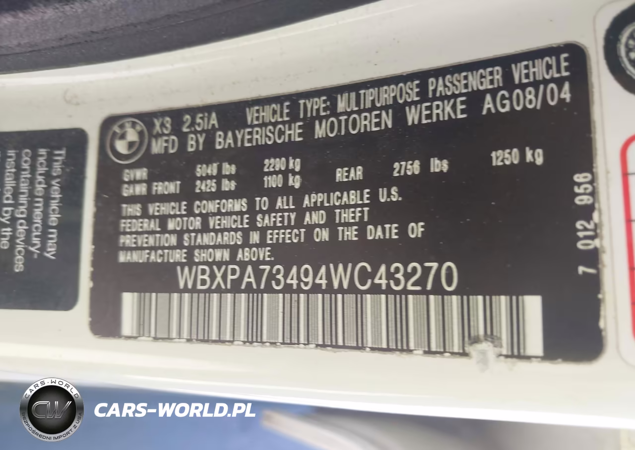 2004 BMW X3 2.5I VIN:WBXPA73494WC43270 - 9