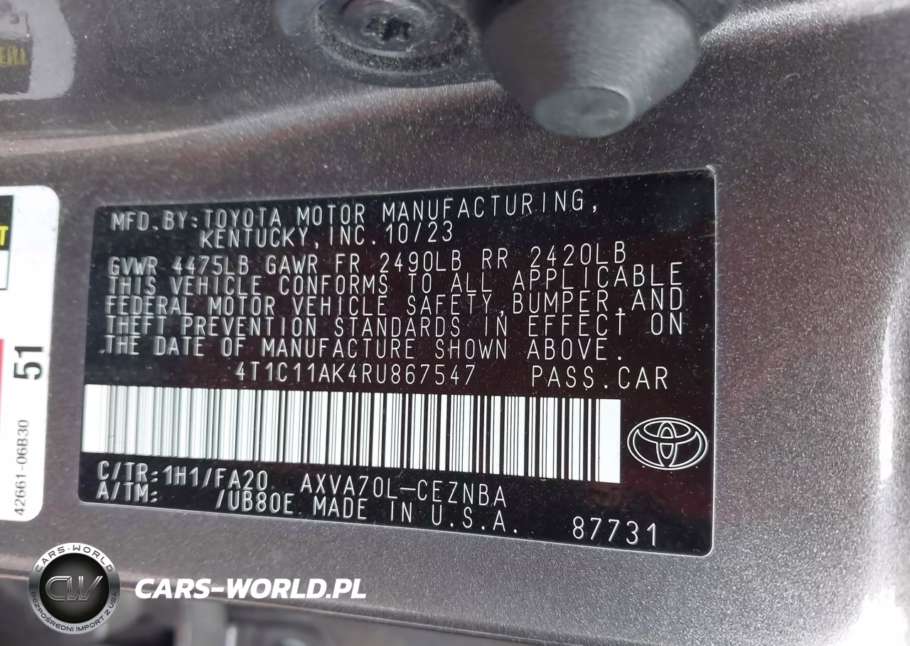 2024 Toyota Camry Le VIN:4T1C11AK4RU867547 - 9
