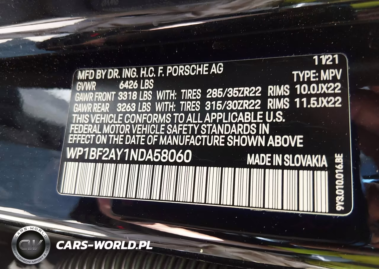 2022 Porsche Cayenne Coupe Turbo-Turbo Gt VIN:WP1BF2AY1NDA58060 - 9