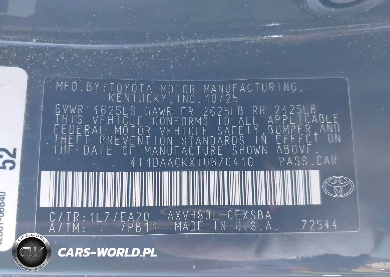2026 Toyota Camry Se VIN:4T1DAACKXTU670410 - 9