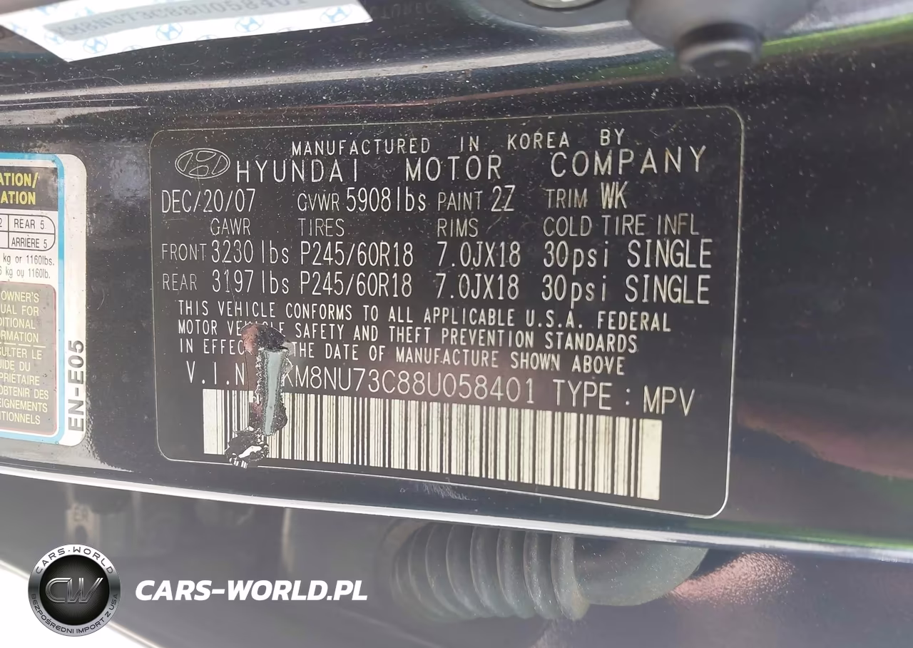 2008 Hyundai Veracruz Gls-Limited-Se VIN:KM8NU73C88U058401 - 9