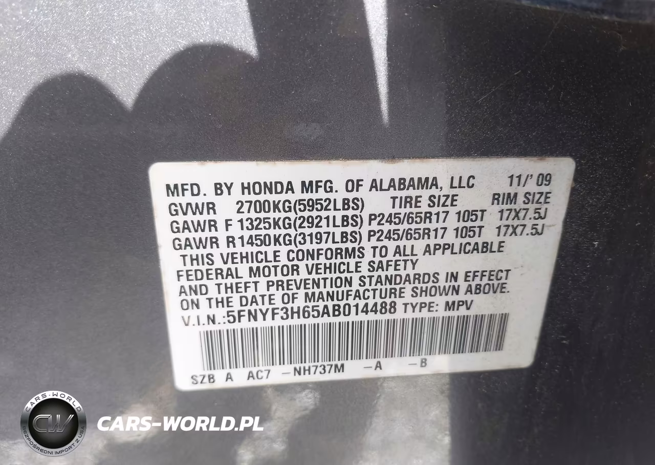 2010 Honda Pilot Ex-L VIN:5FNYF3H65AB014488 - 9