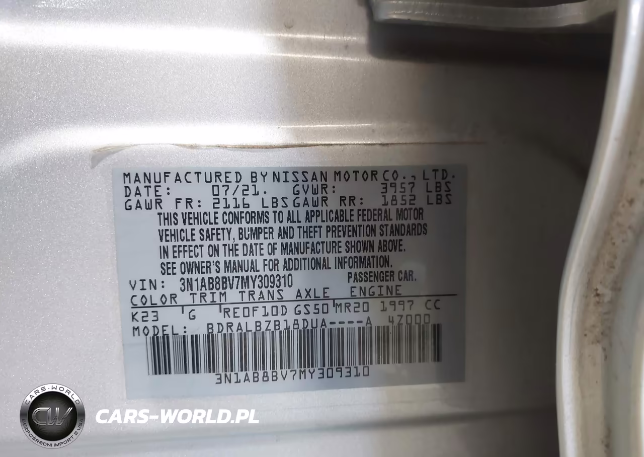 2021 Nissan Sentra S VIN:3N1AB8BV7MY309310 - 9