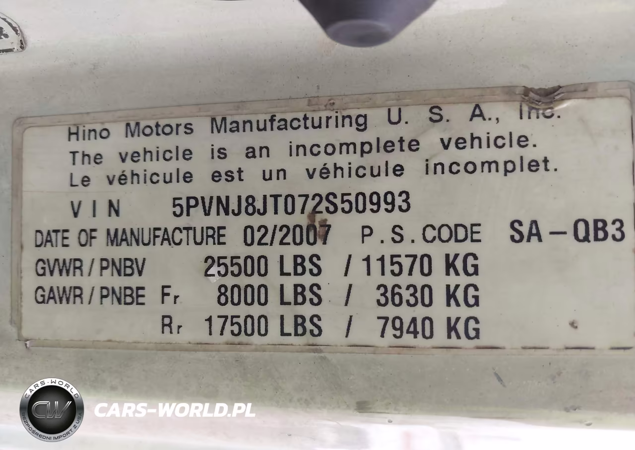 2007 Hino 258-268 VIN:5PVNJ8JT072S50993 - 8