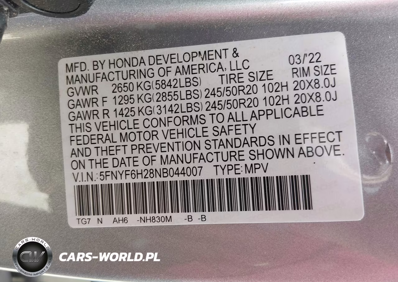 2022 Honda Pilot Awd Special Edition VIN:5FNYF6H28NB044007 - 9