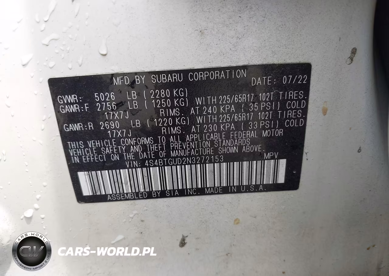 2022 Subaru Outback Wilderness VIN:4S4BTGUD2N3272153 - 9