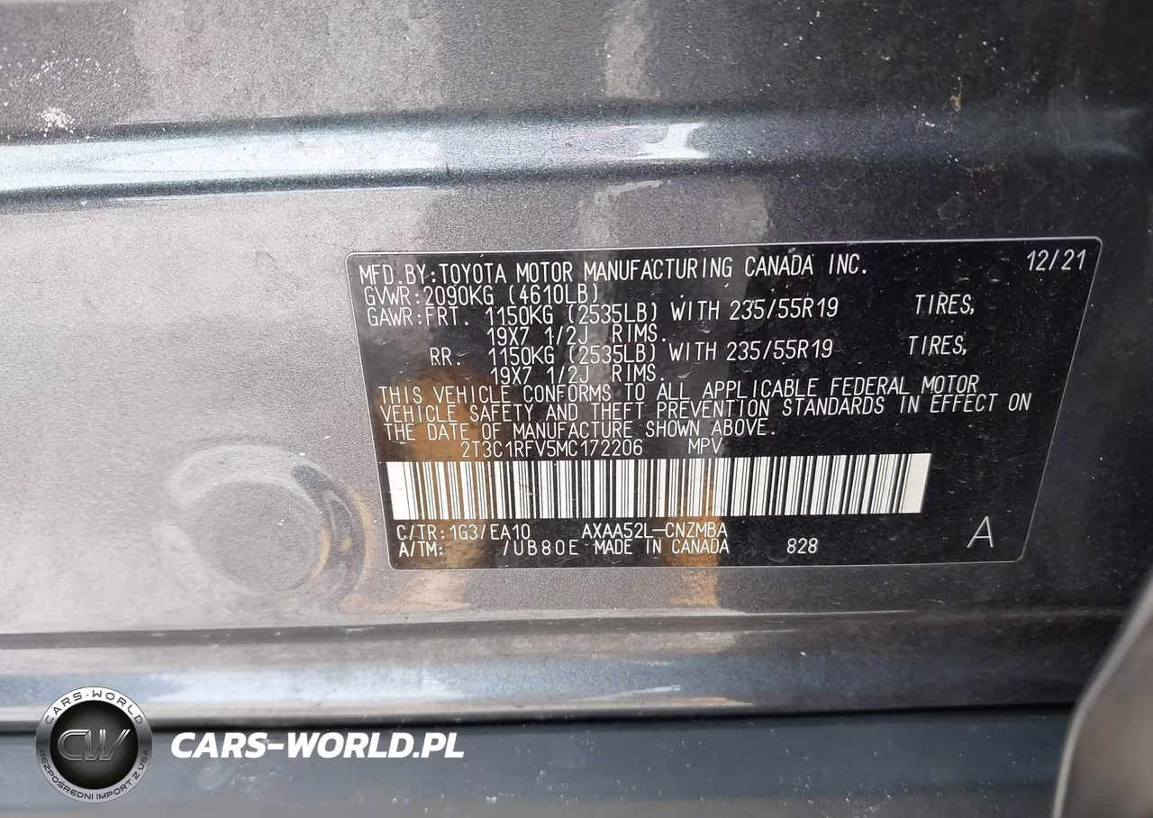 2021 Toyota Rav4 Xle Premium VIN:2T3C1RFV5MC172206 - 9