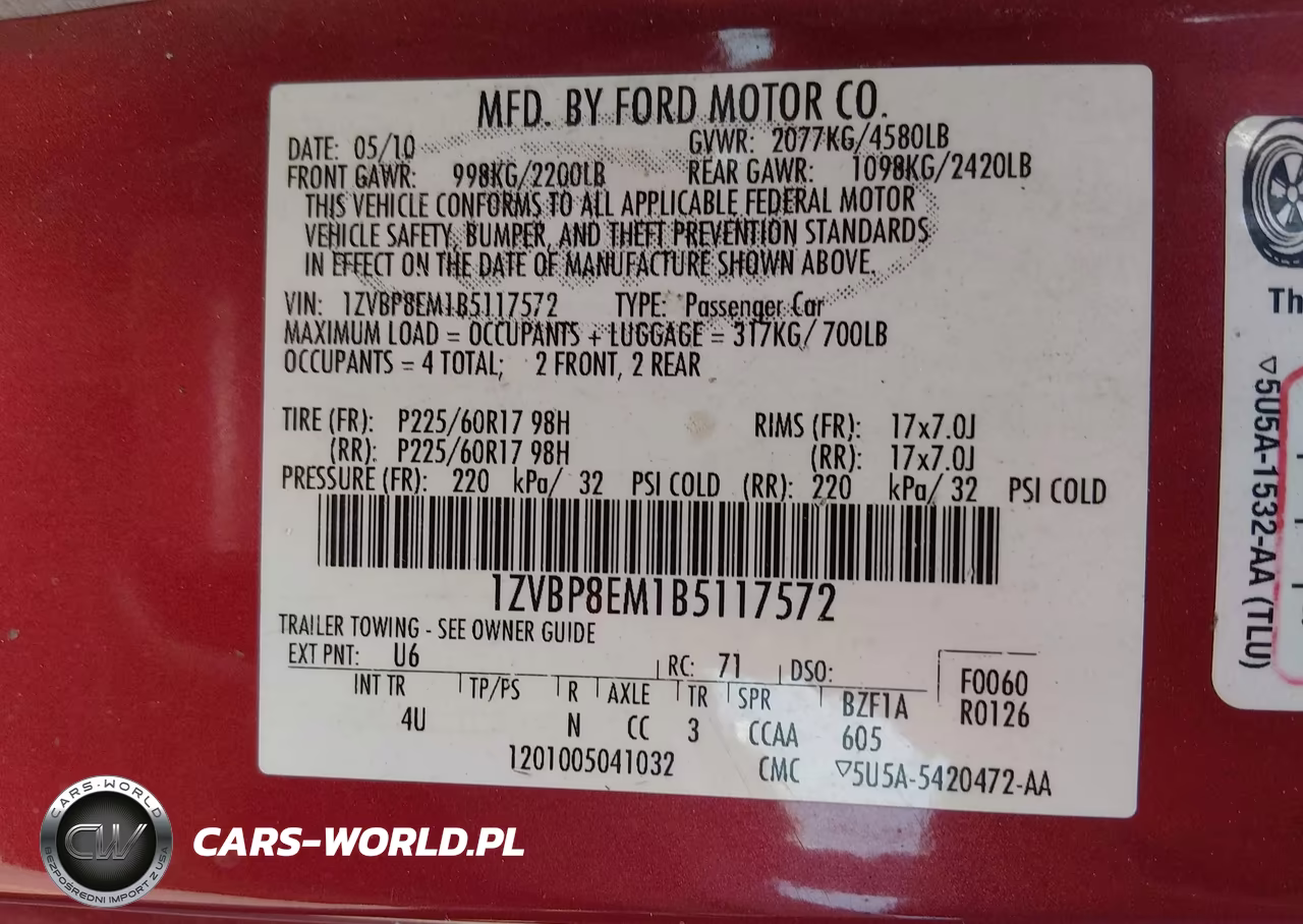 2011 Ford Mustang V6 Premium VIN:1ZVBP8EM1B5117572 - 9