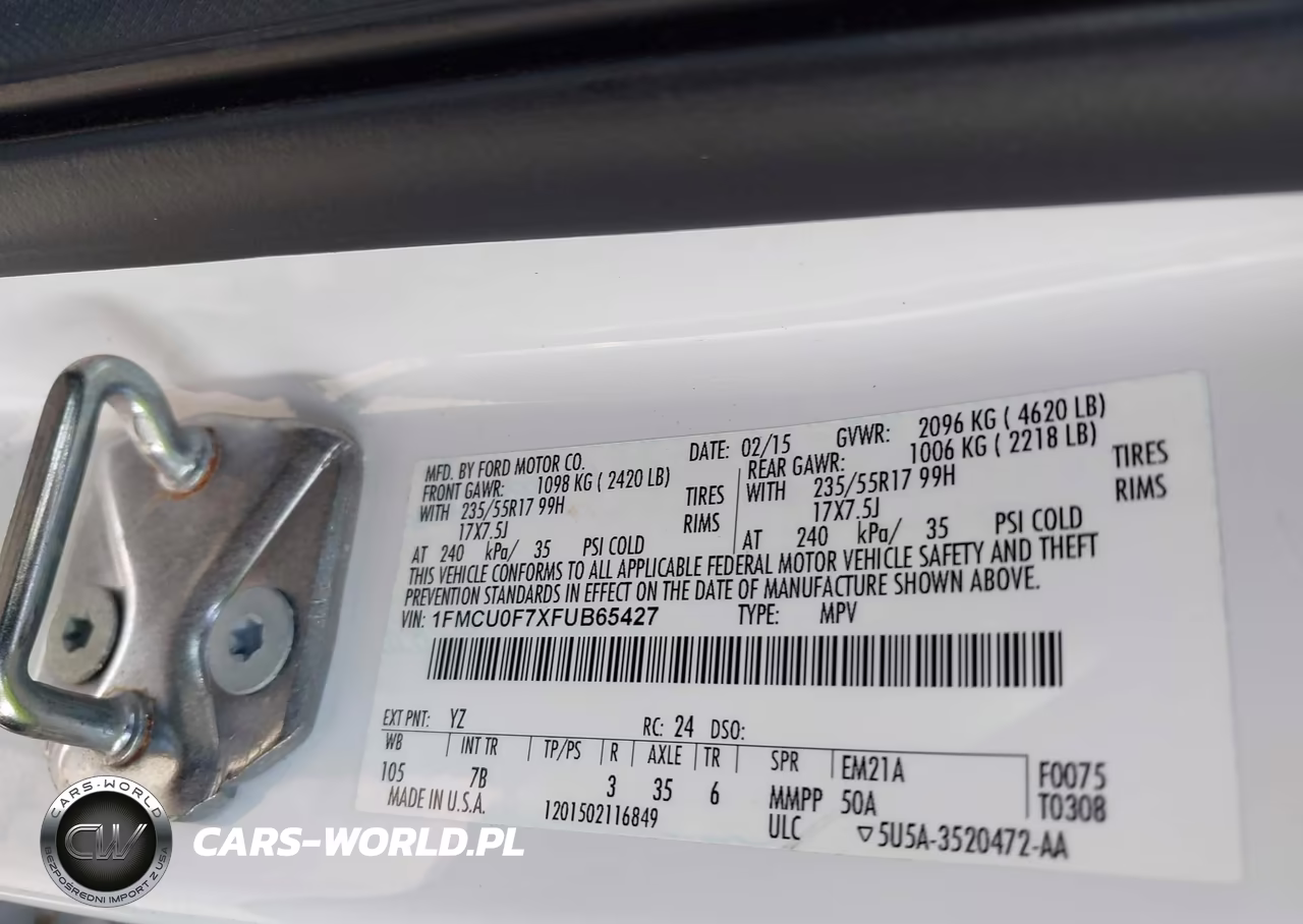 2015 Ford Escape S VIN:1FMCU0F7XFUB65427 - 9