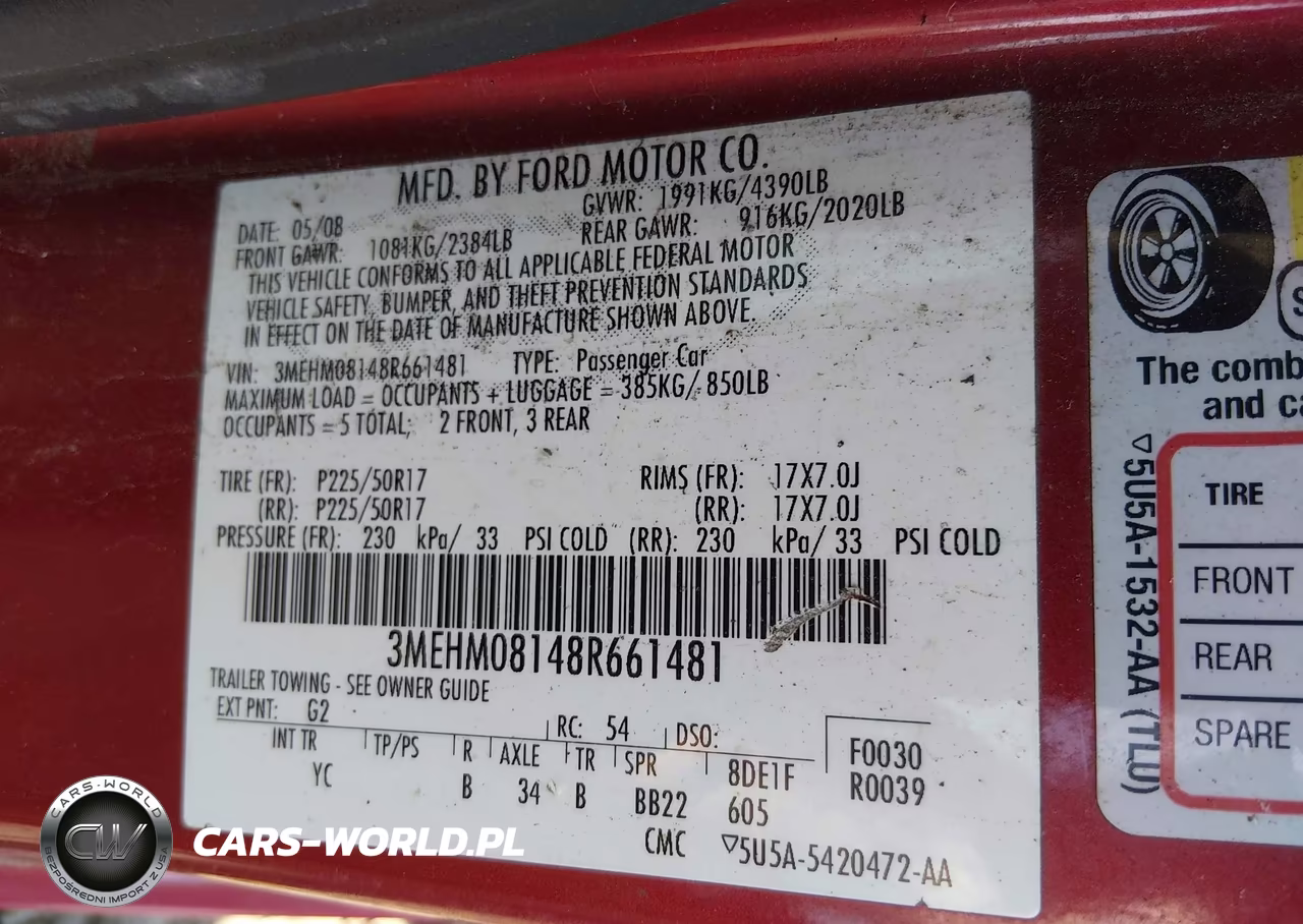 2008 Mercury Milan V6 Premier VIN:3MEHM08148R661481 - 9
