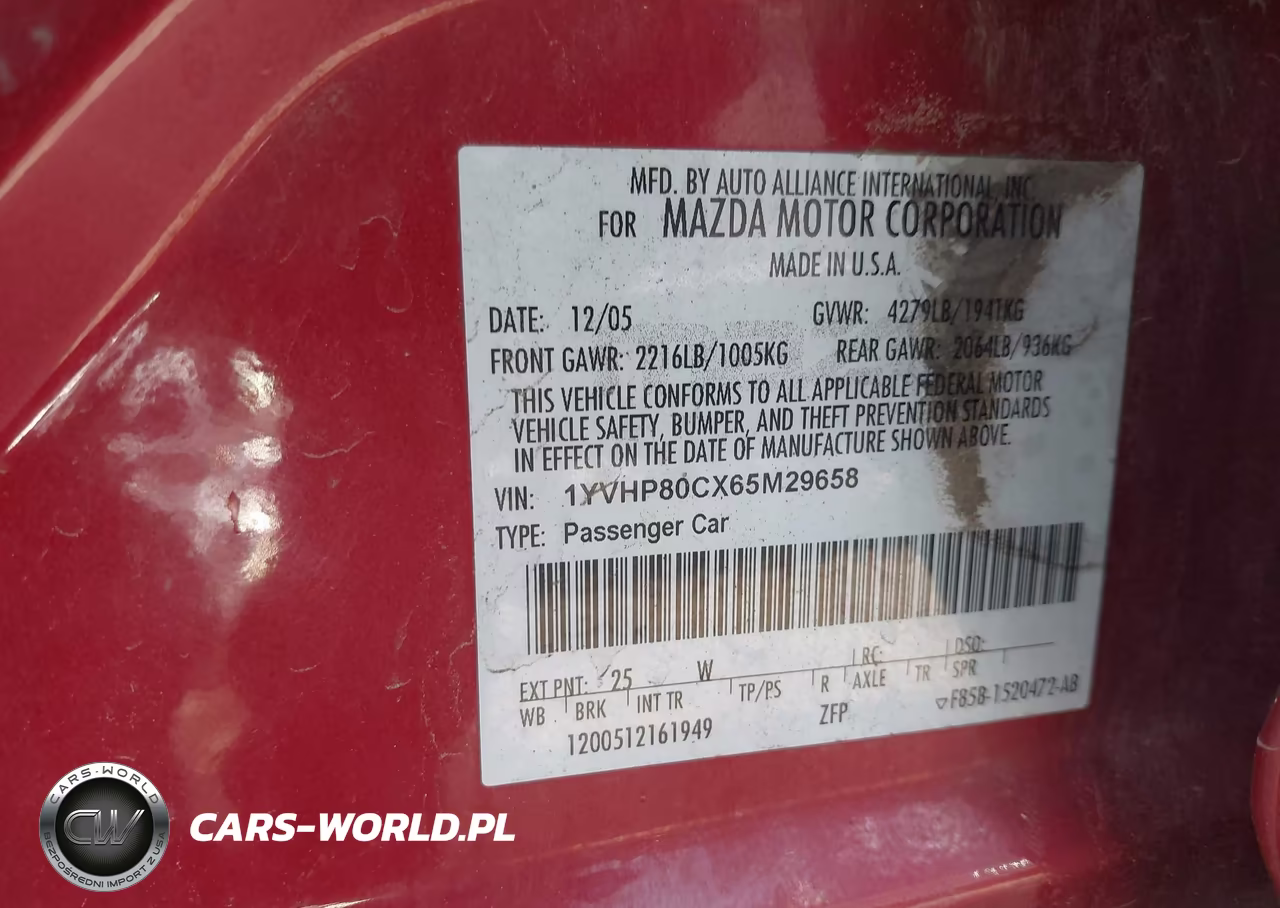 2006 Mazda Mazda6 Sport I VIN:1YVHP80CX65M29658 - 9