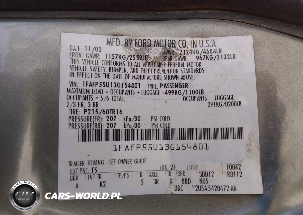 2003 Ford Taurus Ses VIN:1FAFP55U13G154801 - 9