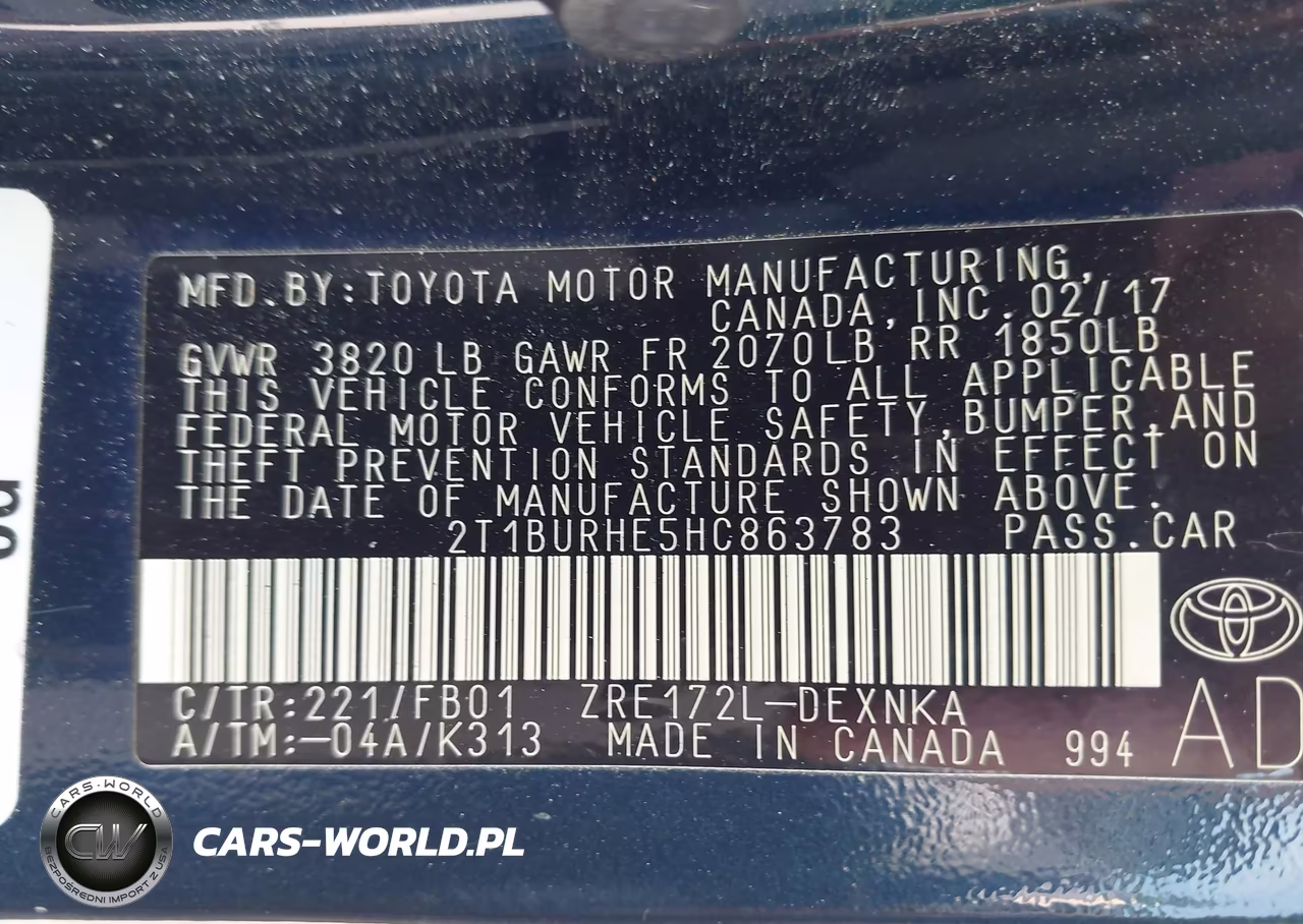 2017 Toyota Corolla Le VIN:2T1BURHE5HC863783 - 9