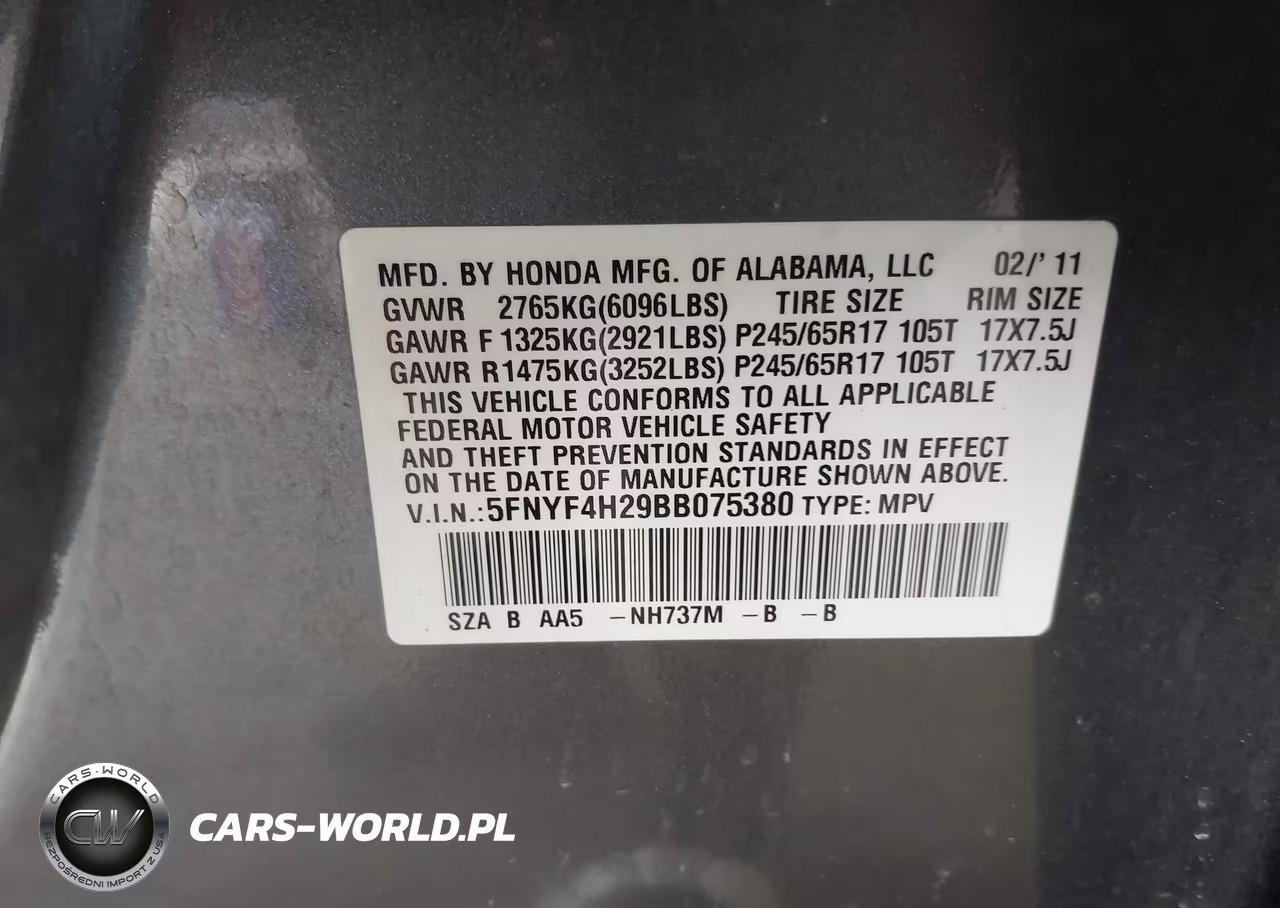2011 Honda Pilot Lx VIN:5FNYF4H29BB075380 - 9