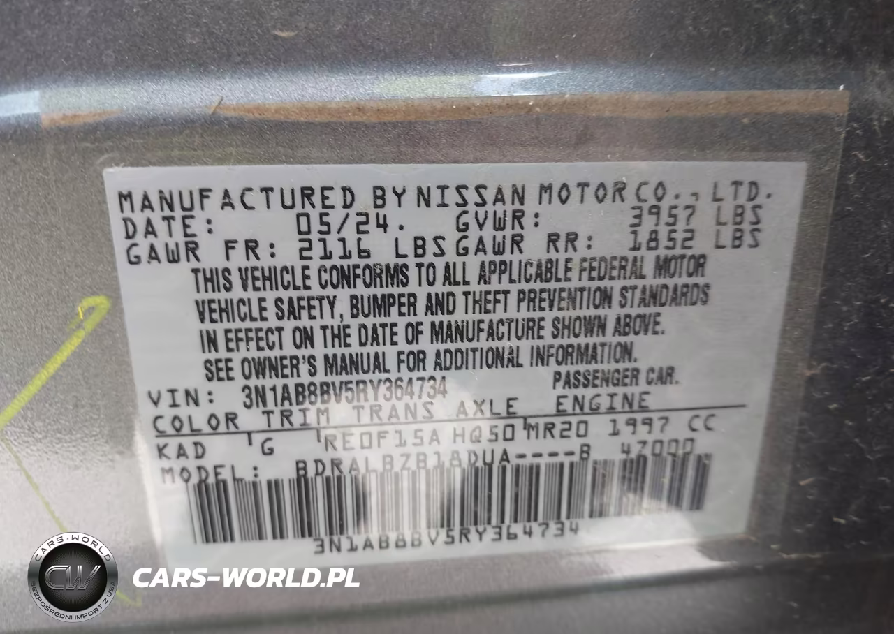 2024 Nissan Sentra S Xtronic Cvt VIN:3N1AB8BV5RY364734 - 9