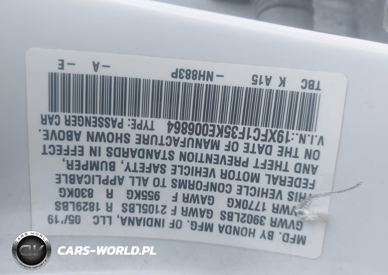 2019 Honda Civic Ex VIN:19XFC1F35KE006864 - 9