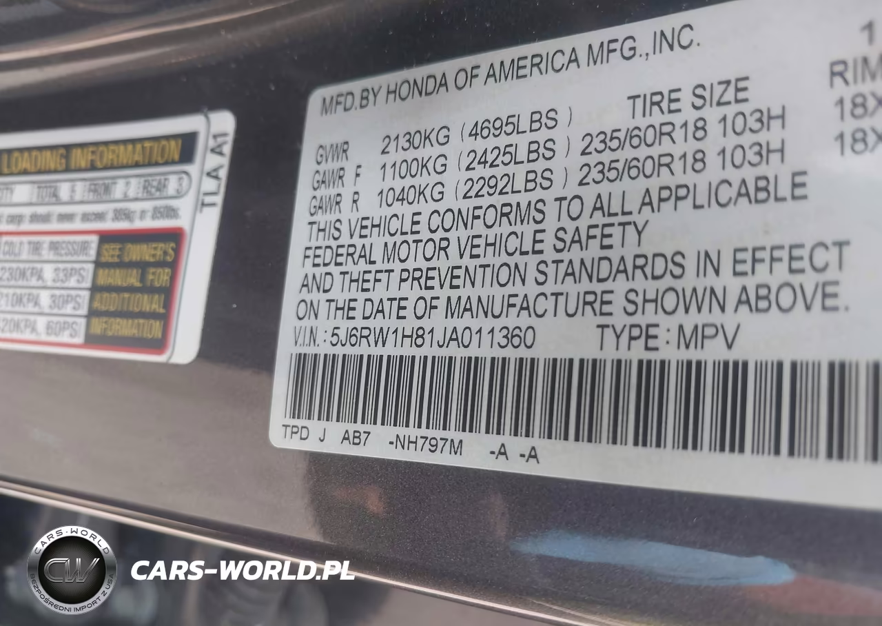 2018 Honda Cr-V Ex-L-Ex-L Navi VIN:5J6RW1H81JA011360 - 9