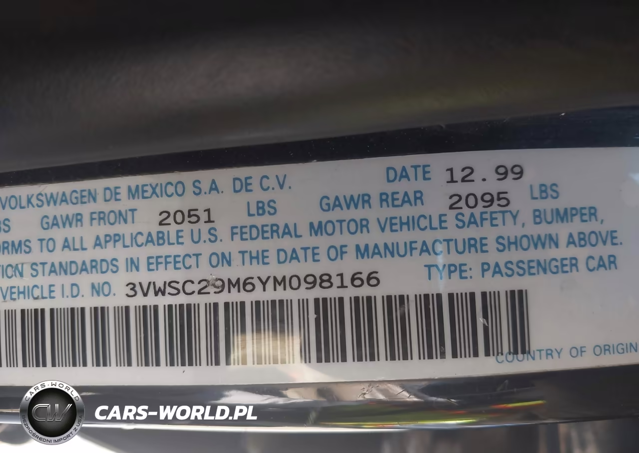 2000 Volkswagen Jetta Gls VIN:3VWSC29M6YM098166 - 9
