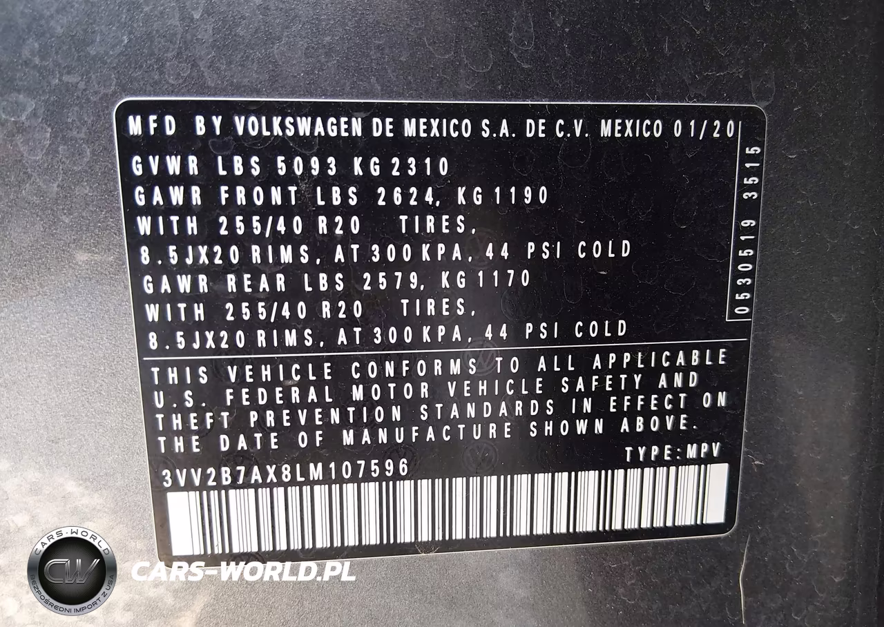2020 Volkswagen Tiguan 2.0T Se-2.0T Se R-Line Black-2.0T Sel VIN:3VV2B7AX8LM107596 - 9