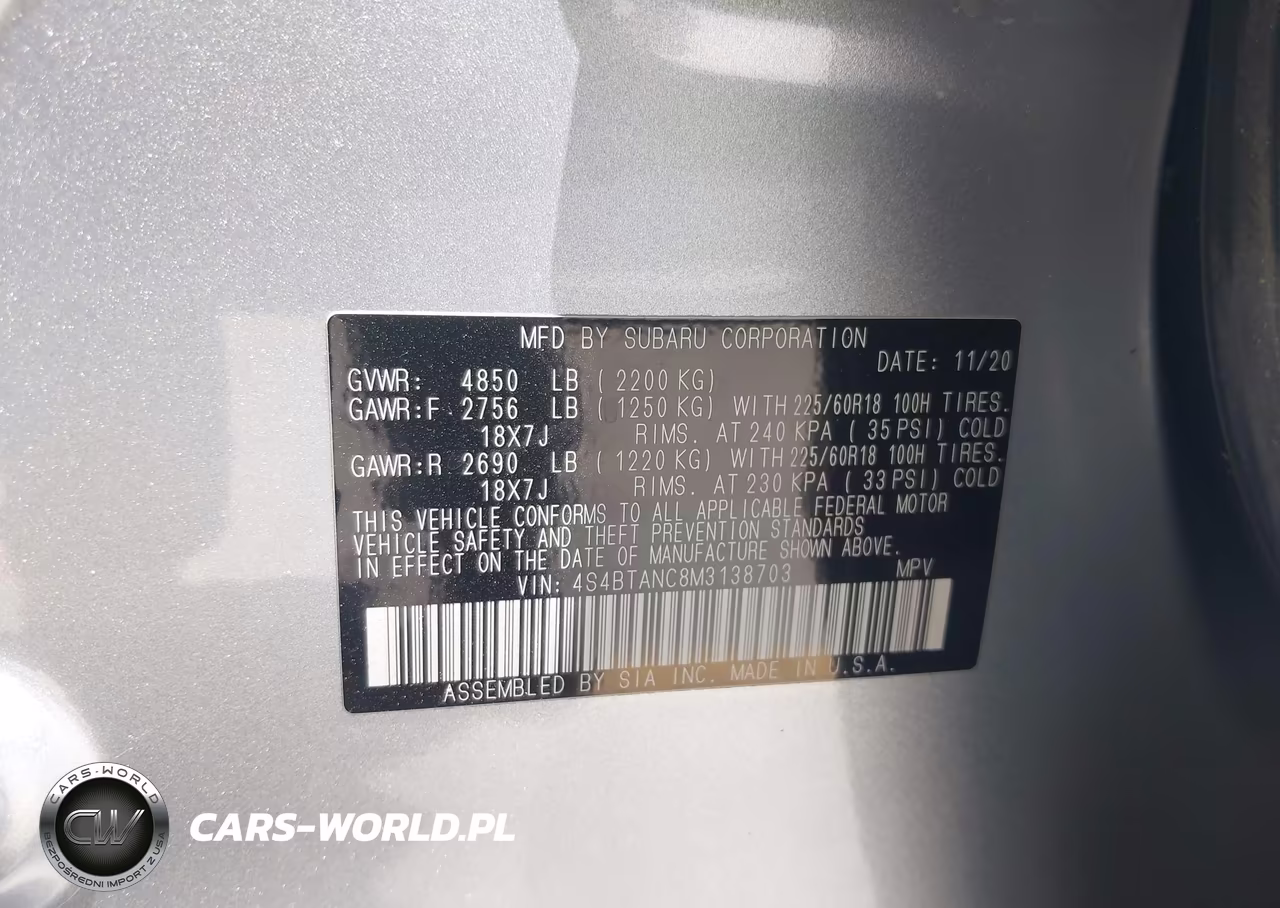 2021 Subaru Outback Limited VIN:4S4BTANC8M3138703 - 9