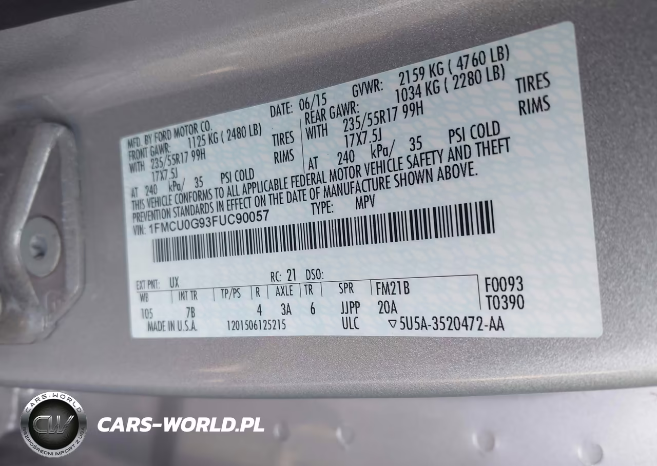 2015 Ford Escape Se VIN:1FMCU0G93FUC90057 - 9