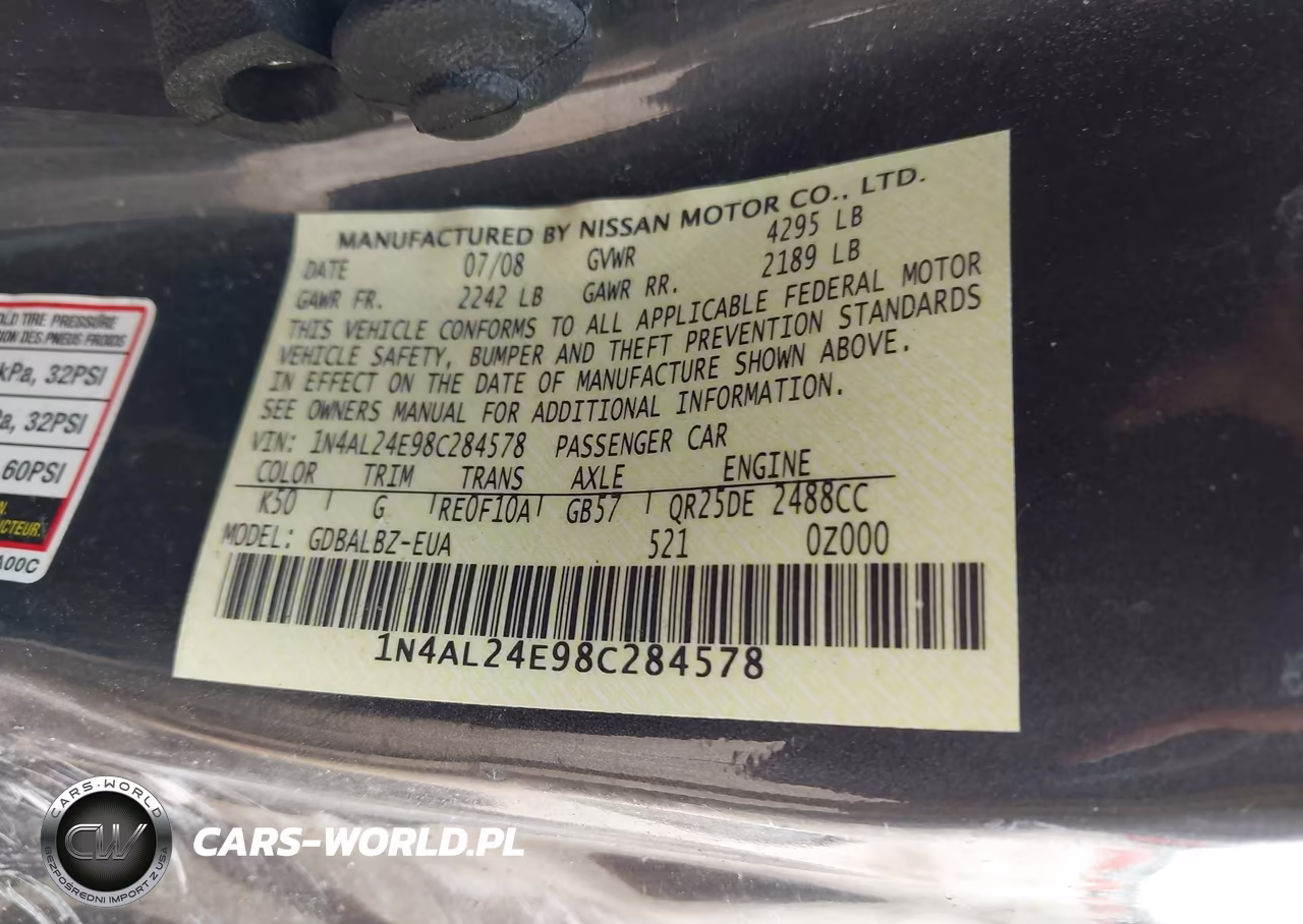 2008 Nissan Altima 2.5 S VIN:1N4AL24E98C284578 - 9