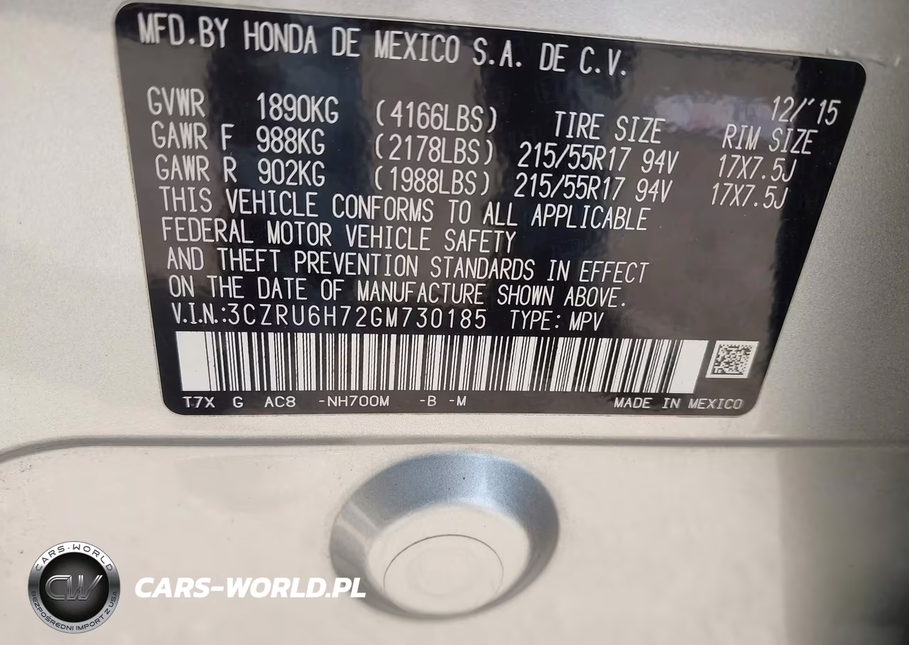 2016 Honda Hr-V Ex-L VIN:3CZRU6H72GM730185 - 9