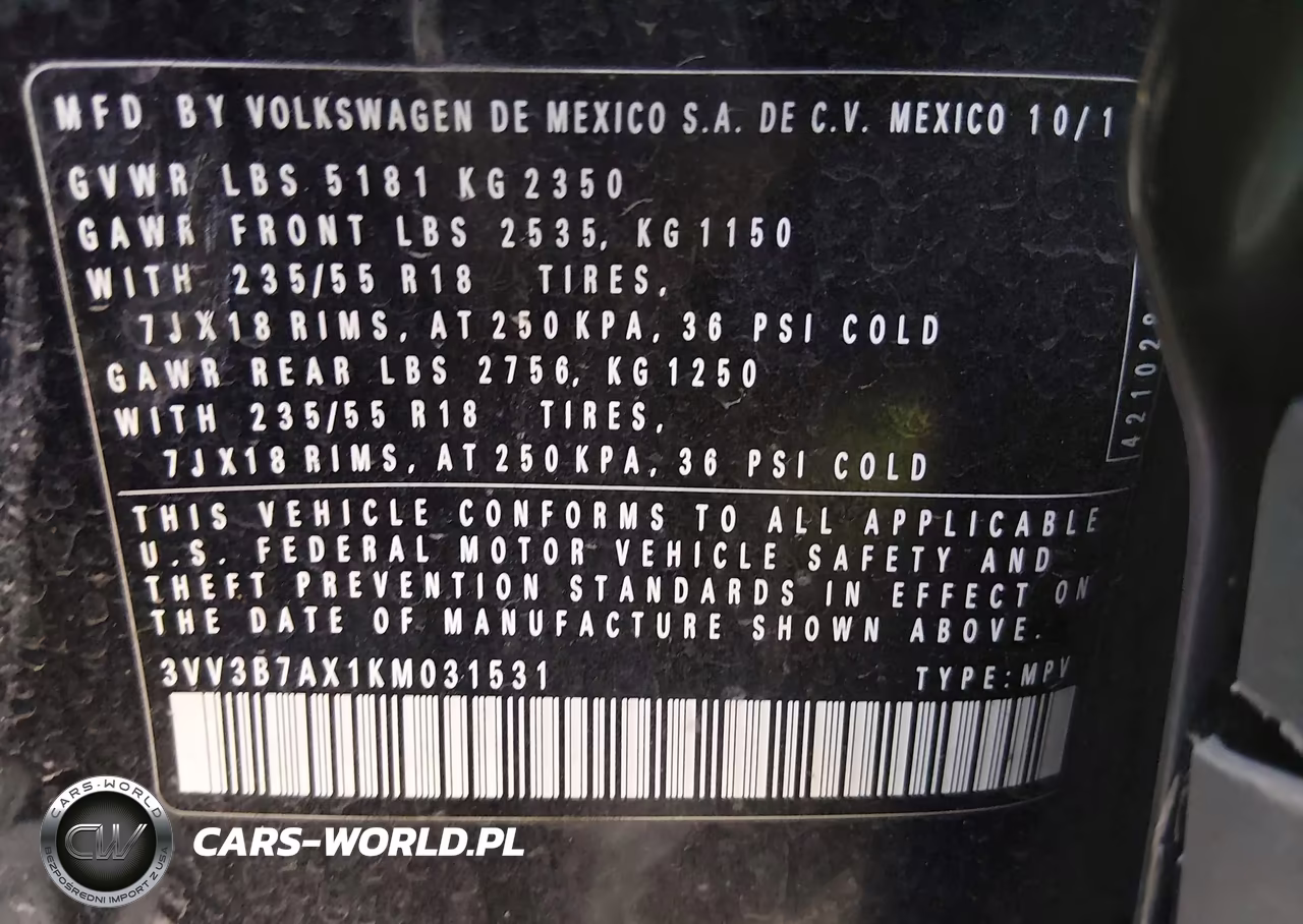 2019 Volkswagen Tiguan 2.0T Se-2.0T Sel-2.0T Sel R-Line-2.0T Sel R-Line Black VIN:3VV3B7AX1KM031531 - 9