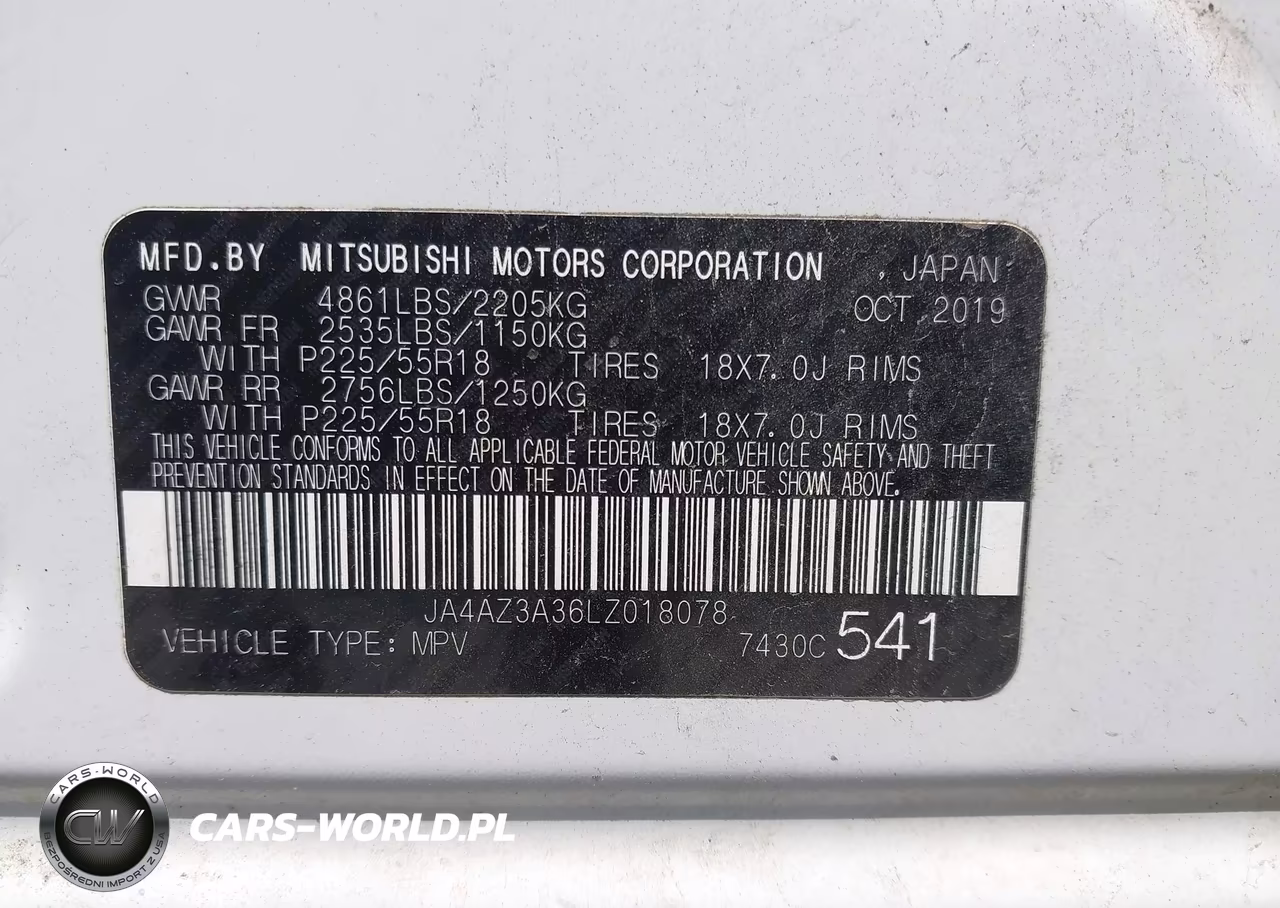 2020 Mitsubishi Outlander Sel 2.4 S-Awc VIN:JA4AZ3A36LZ018078 - 9