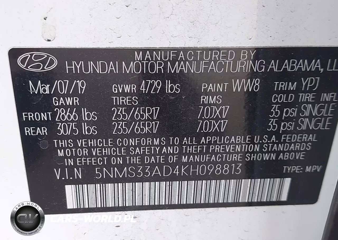 2019 Hyundai Santa Fe Sel VIN:5NMS33AD4KH098813 - 9