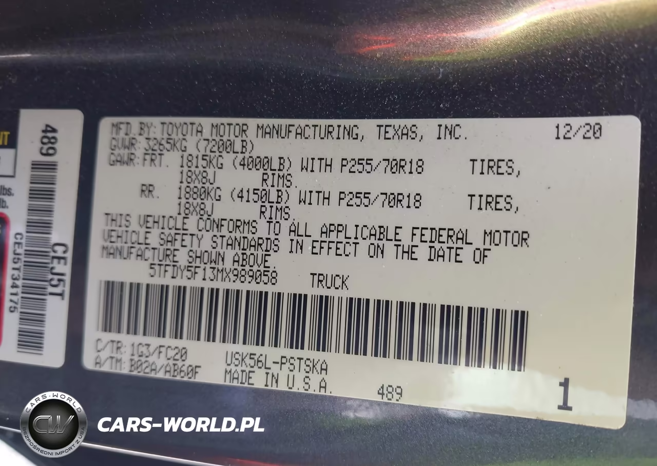 2021 Toyota Tundra Sr5 VIN:5TFDY5F13MX989058 - 9