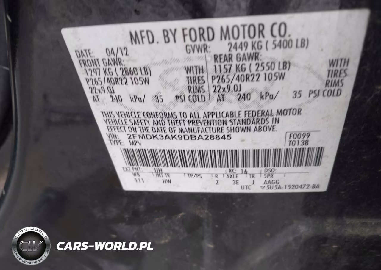 2013 Ford Edge Sport VIN:2FMDK3AK9DBA28845 - 9
